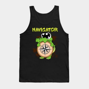 Cute & Funny Navigator Pun Alligator Compass Tank Top